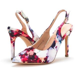 Dream Pairs Multicolor Floral Slingback Heels